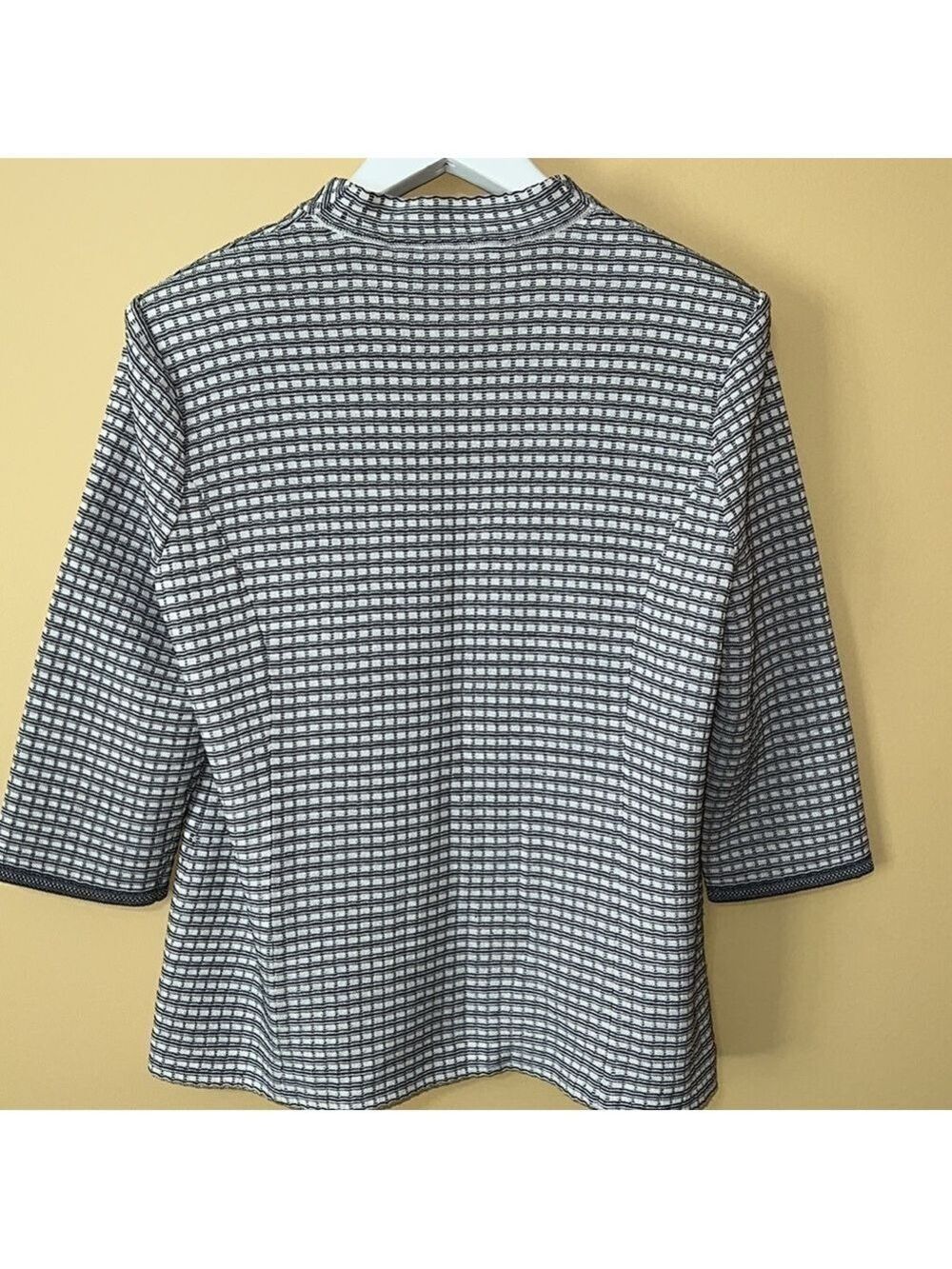 MING WANG women’s one- button jacket. Black/ cream design. Large - Picture 2 of 8